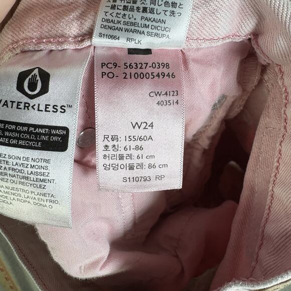 Levis 501 Denim Shorts Womens sz 24 Waist Pink Button Fly Cut Off Raw Hem - Picture 12 of 15